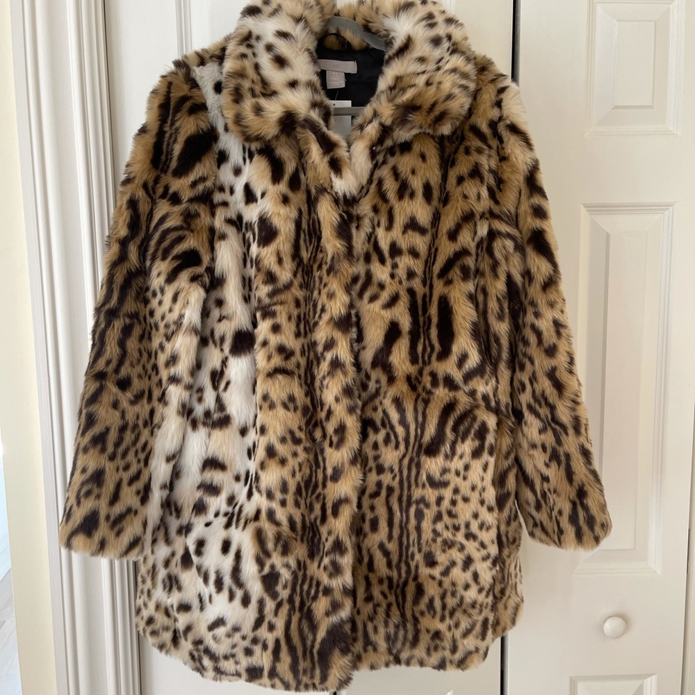 H&M faux fur Coat, M, NWT
